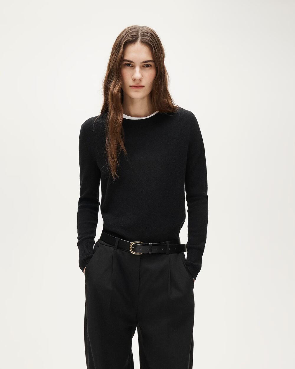 J. Crew Cashmere Long Sleeve Classic-Fit Crewneck Pullover Sweater Black Small